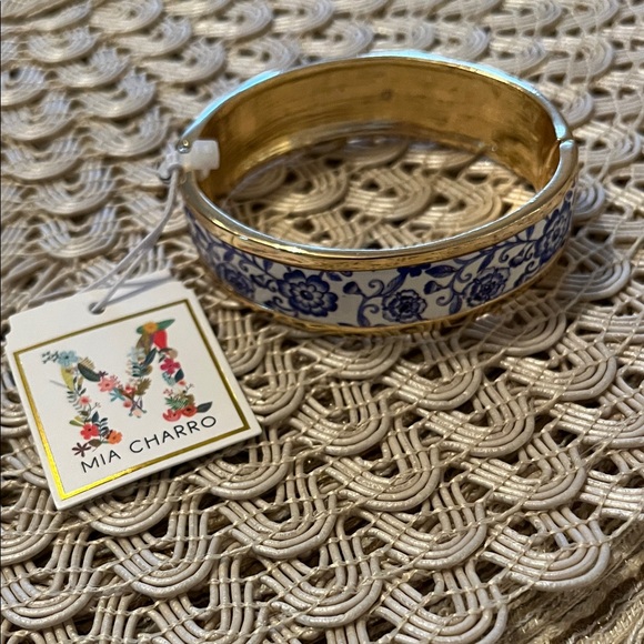 Mia Charro Jewelry - Blue and Gold Floral Bracelet on Gold by Mia Charro NWT so beautiful!